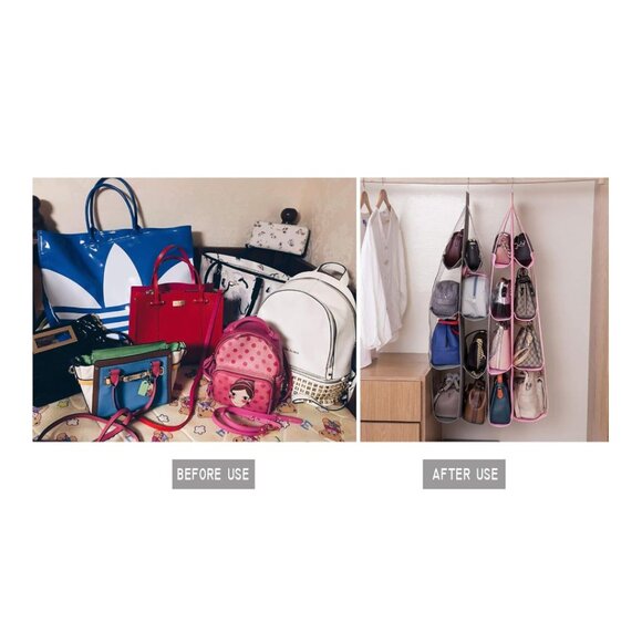 Hanging Handbag Purse Organizer for Closet, 8 Pocket Purse Storage Organizers - Picture 5 of 8